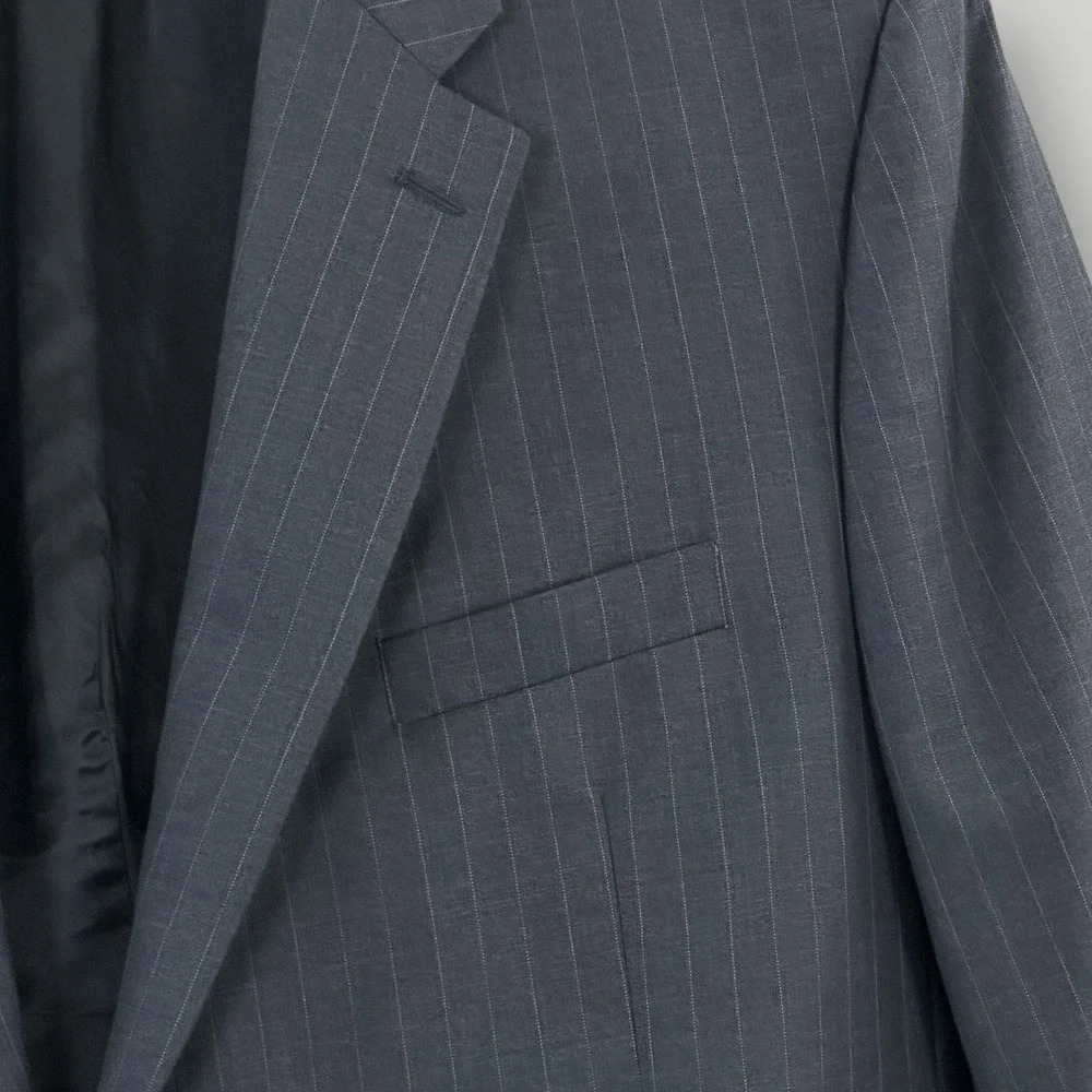 Lauren Ralph Lauren 100%‎ Wool Suit Jacket Men's 50 Reg Gray Pinstripe 2 Button